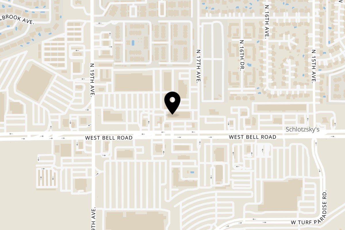 Map showing the location of Amelio' s Pizza and More on 1726 W Bell Rd in Phoenix